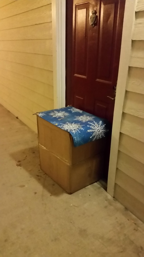 Pic #1 - Thanks UPS no one will notice the conspicuously hidden package under my door mat