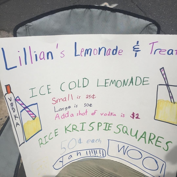 Pic #1 - Went to buy two cups of lemonade from a lemonade stand a group of ish year old girls set up next to our office to be a good person Turns out there was a surprise option the Mom was hiding under the table Happy Friday
