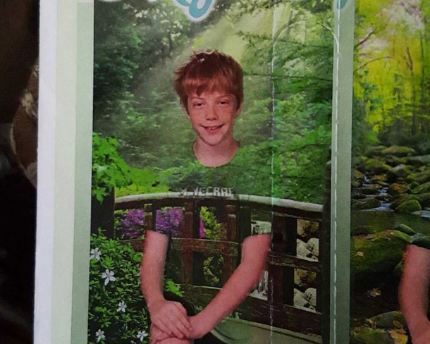Pic #1 - When your son forgets to tell you about the no green shirts on picture day rule