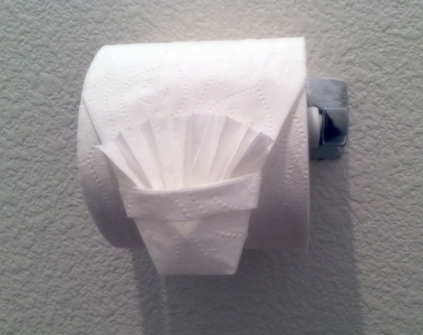 Pic #1 - Whenever I go to parties at big fancy houses I origami the TP so other guests are like Are you f-ing kidding me