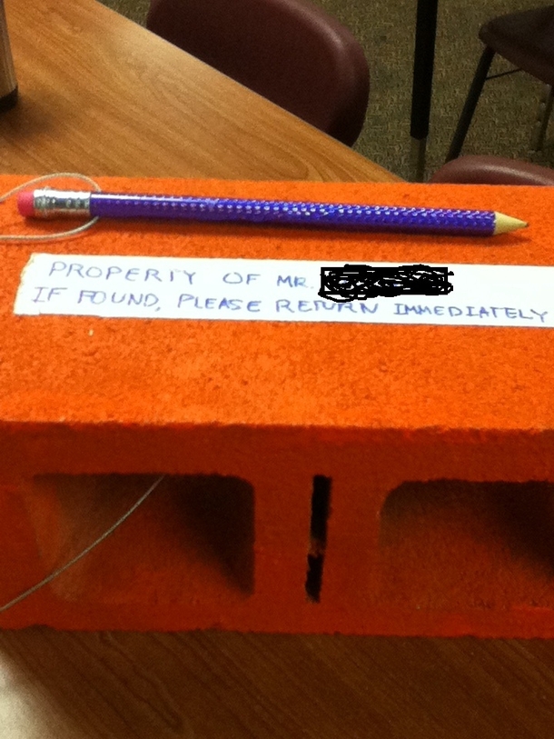 Pic #2 - A kid made this for a teacher whos pencils were being stolen
