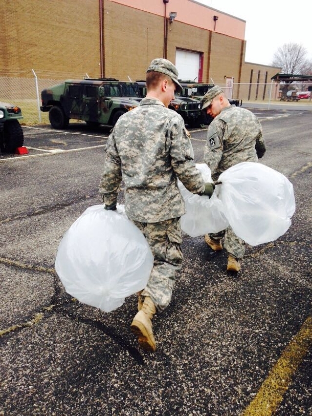 Pic #2 - Army shenanigans convinced a private he needed to take exaust samples from the trucks