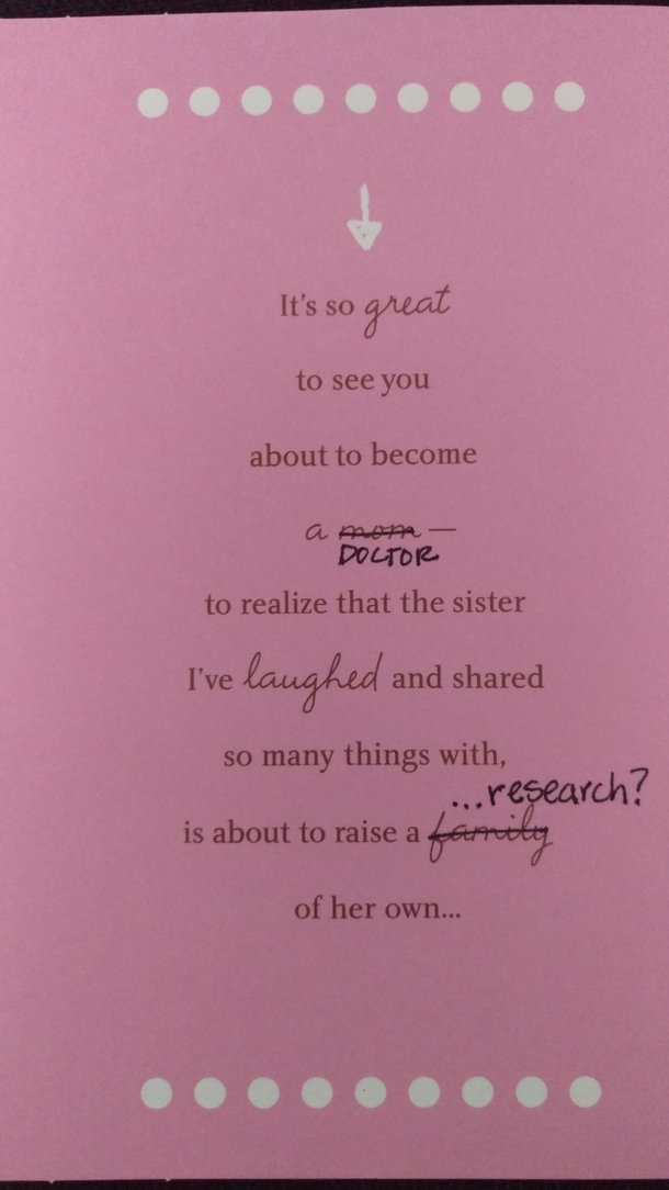 Pic #2 - I finished my PhD This is the card my sister gave me