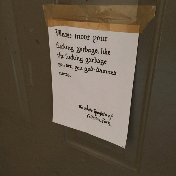 Pic #2 - I found this irate note in my apartment complex