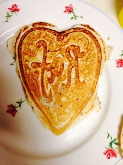 Pic #2 - Wife made me pancakes I laughed at her because she spelled my name backwards on the first pancake so she made me the second one