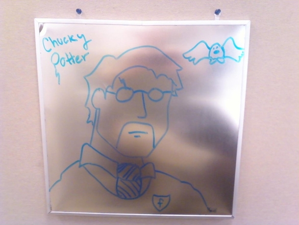 Pic #26 - Every week I draw a new version of my co-worker on his dry erase board He is a quiet  year old man and doesnt really know how to feel about this