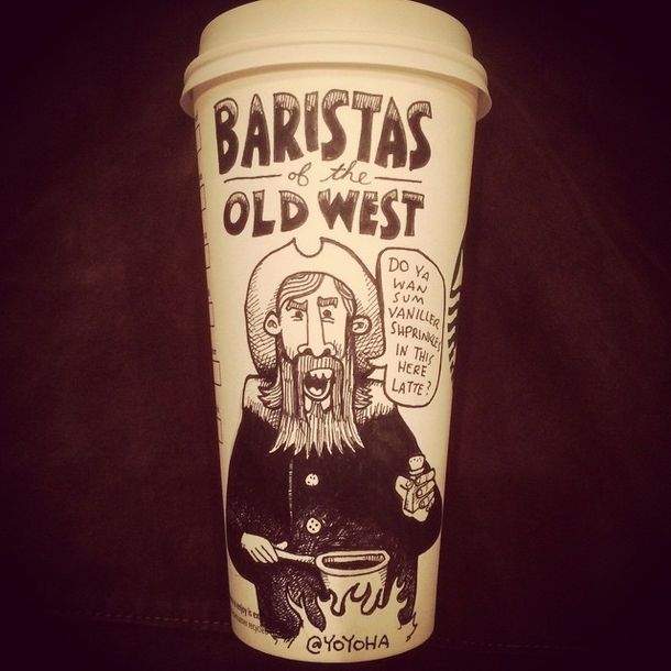 Pic #3 - Cartoonist draws on his coffee cup every morning