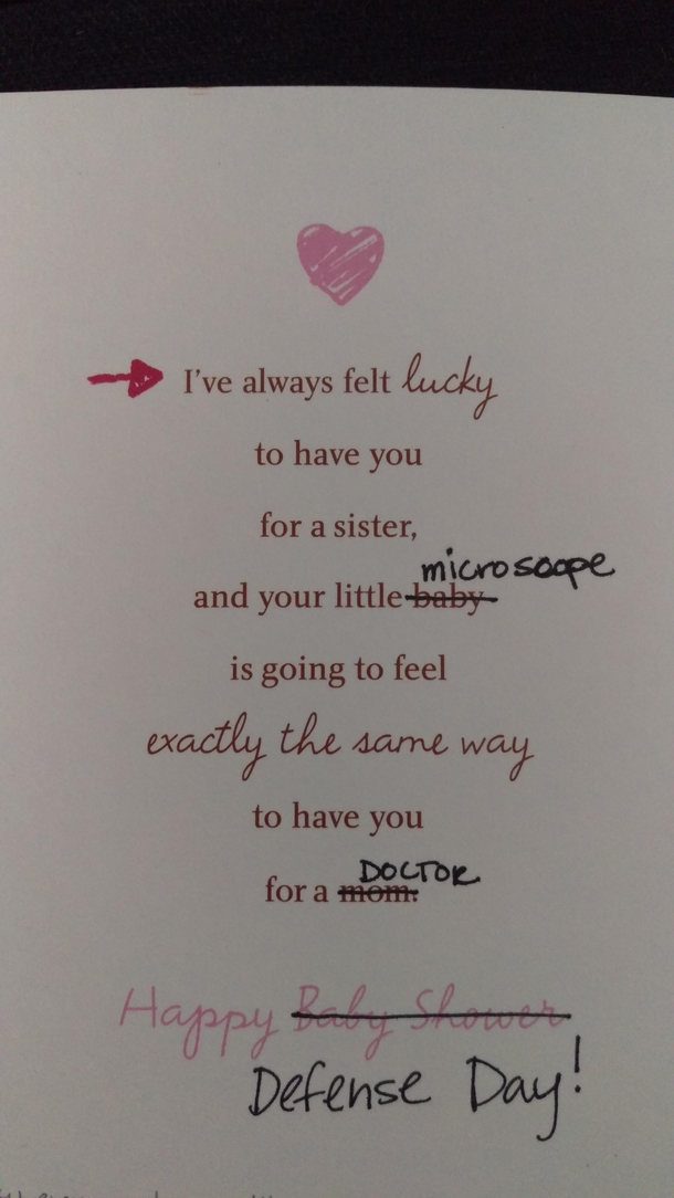 Pic #3 - I finished my PhD This is the card my sister gave me