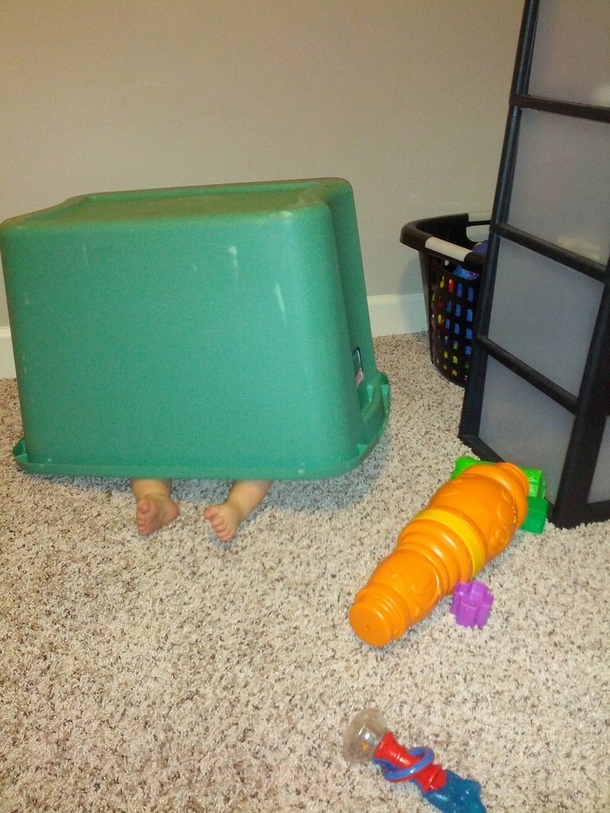 Pic #3 - I set a trap for my son using his favorite ball