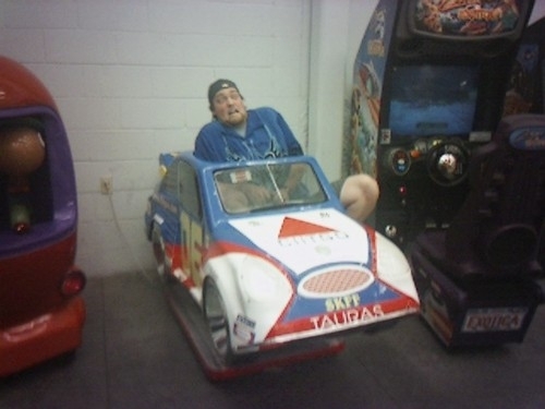 Pic #3 - Over the past few years I have been cramming myself into small childrens rides at the mall 