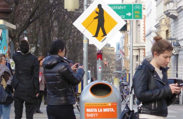 Pic #3 - Street signs warning of technically blind pedestrians