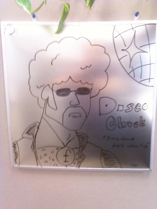 Pic #33 - Every week I draw a new version of my co-worker on his dry erase board He is a quiet  year old man and doesnt really know how to feel about this