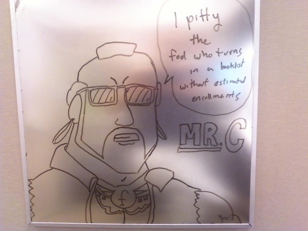 Pic #36 - Every week I draw a new version of my co-worker on his dry erase board He is a quiet  year old man and doesnt really know how to feel about this
