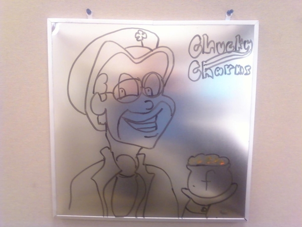 Pic #37 - Every week I draw a new version of my co-worker on his dry erase board He is a quiet  year old man and doesnt really know how to feel about this