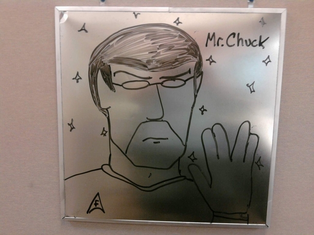 Pic #38 - Every week I draw a new version of my co-worker on his dry erase board He is a quiet  year old man and doesnt really know how to feel about this