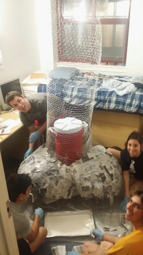 Pic #4 - My suitemate went away for spring break so we built a giant penis in his room