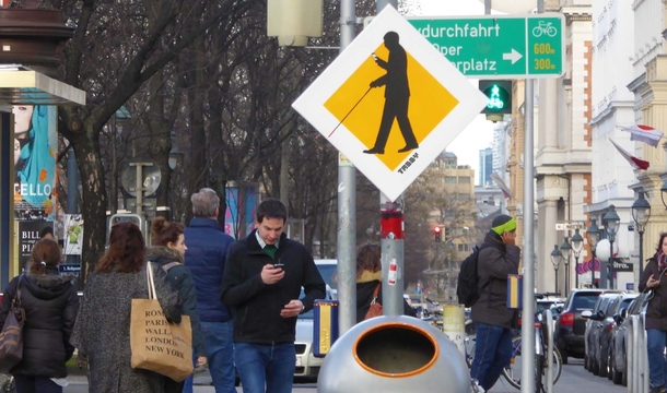 Pic #4 - Street signs warning of technically blind pedestrians