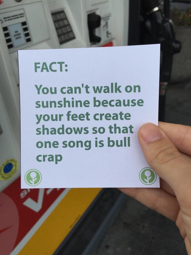 Pic #4 - This promotional box at a gas station I go to is always empty So I filled it with fun facts for people to read while they wait for their gas to pump