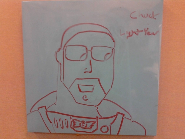 Pic #50 - Every week I draw a new version of my co-worker on his dry erase board He is a quiet  year old man and doesnt really know how to feel about this