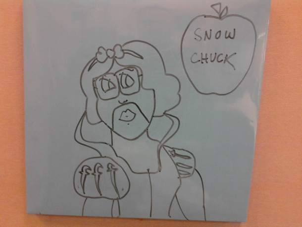Pic #51 - Every week I draw a new version of my co-worker on his dry erase board He is a quiet  year old man and doesnt really know how to feel about this