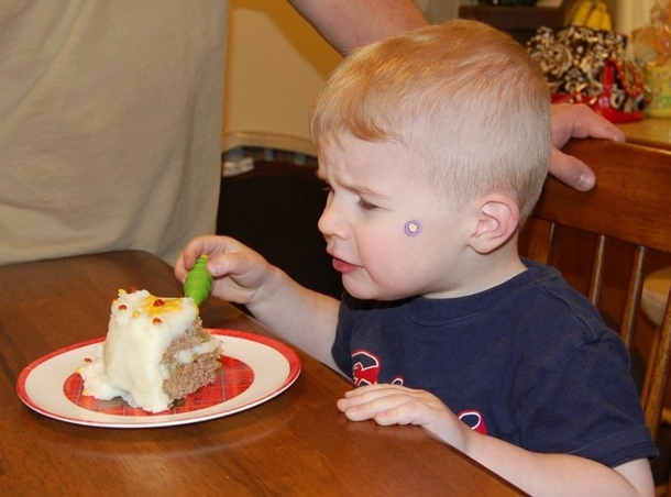 Pic #6 - My fiancs aunt told her cousin they could have cake for dinner on April Fools Day He wasnt expecting what he bit in to