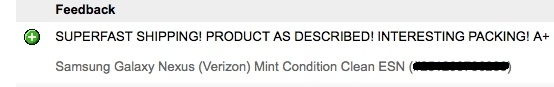 Pic #7 - I received feedback for an eBay item I recently shipped