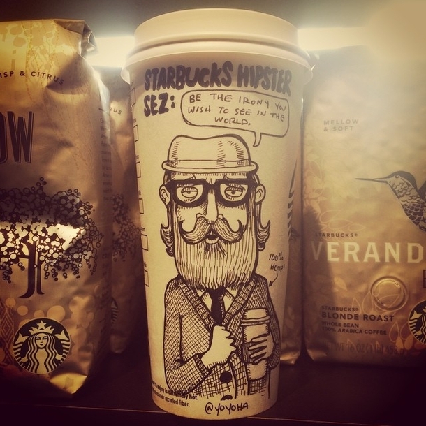 Pic #8 - Cartoonist draws on his coffee cup every morning