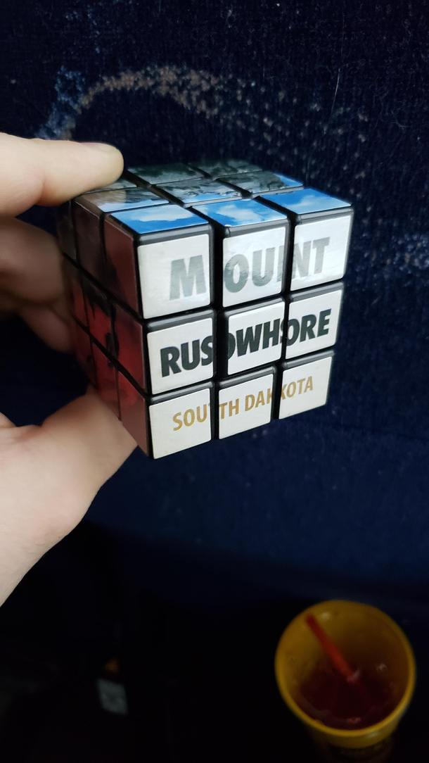 Picked this up at the Mount Rushmore gift shop I thought I solved it until I read the words