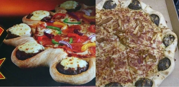Pizza Huts cheeseburger stuffed crust Its hard to distinguish the promo pic from the real thing
