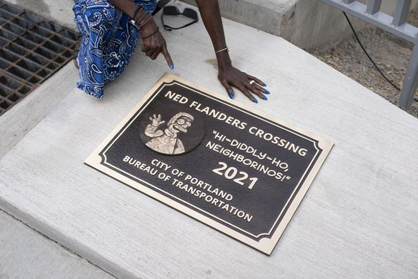 Plaque on Portlands newest pedestrian bridge on Flanders Street