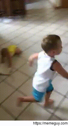 Playing hide and seek with his sister