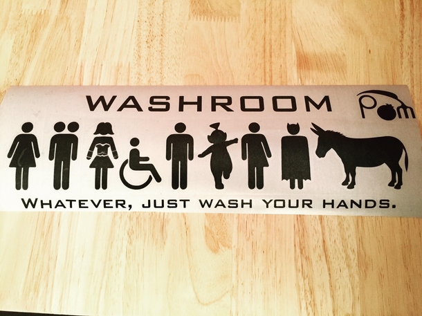 Politically correct washroom sign