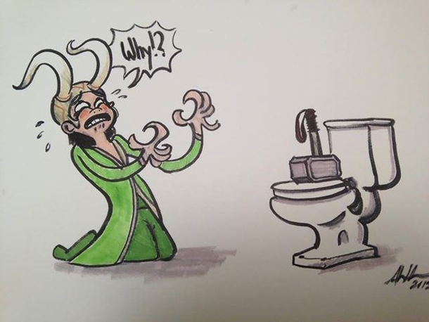 Poor Loki on diarrhea trolled by Thor