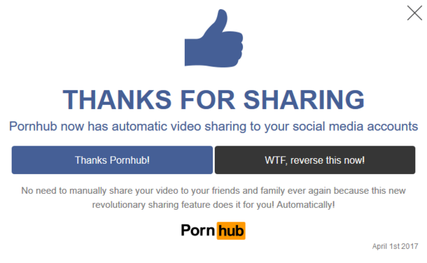 Pornhubs April Fools Day joke