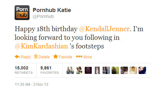Pornhubs way to wish Kendall Jenner Kim Kardashians sister a happy th birthday