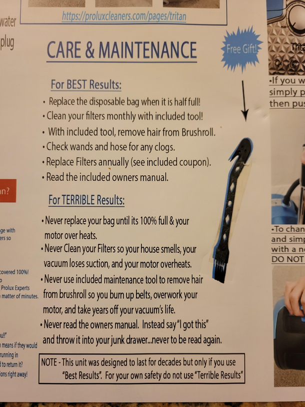 Prolux needs to chill with their instructions I felt personally attacked since I would likely follow all the terrible results