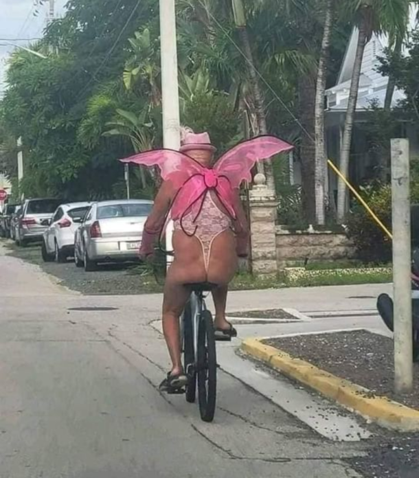 Proof that the Tooth Fairy is green seen here cycling home after a hard nights work