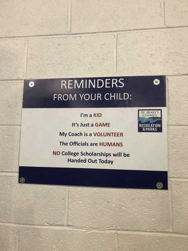 PSA for parents with kids in sports