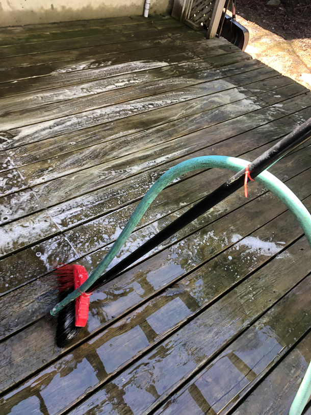 Quartincleaning the deck without appropriate materials Remember if they dont find ya handsome they should at least find you handy