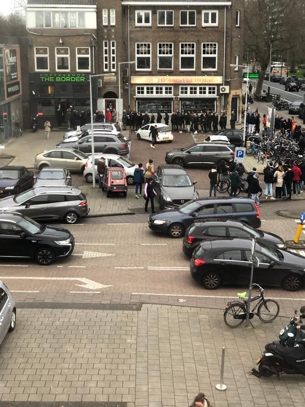Queue for the local coffeeshop weed dispensary literally minutes after the announcement was made that coffeeshops will close as well due to COVID-