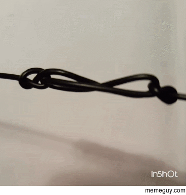 Random knot tied by my  month old while tangling my headphone cable
