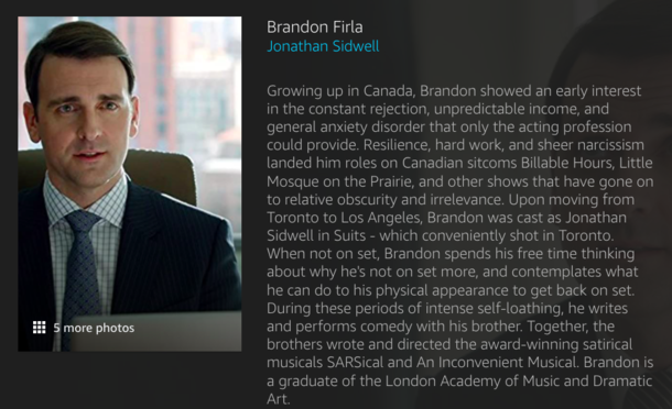 Randomly checked the Amazon X-ray while watching Suits and found this