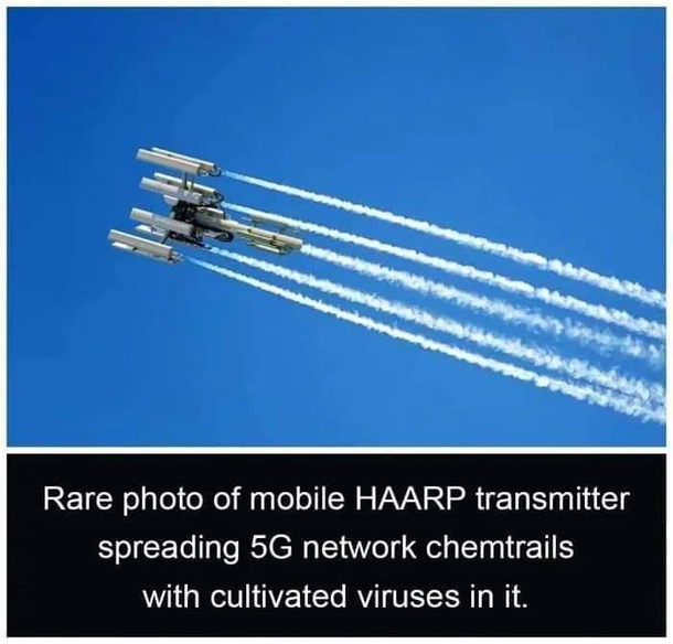 Rare photo of mobile HAARP transmitter spreading g network chemtrails with cultivated viruses in it