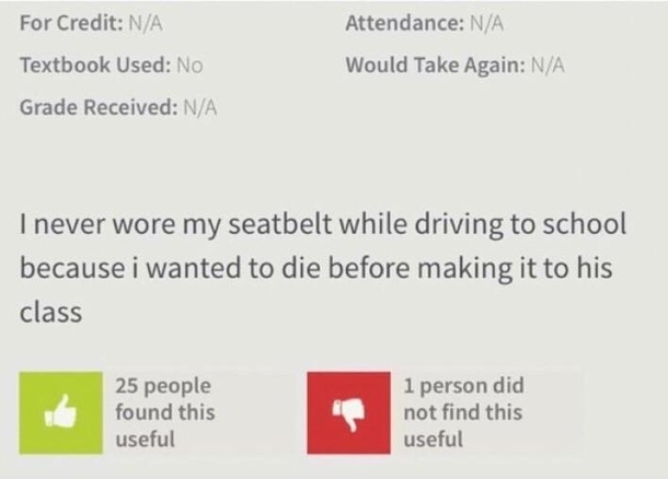 Rate my professor at its finest
