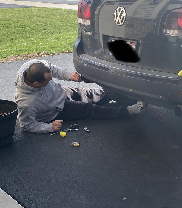 Realized my sister in law hid an egg in her exhaust pipe amp had to request an emergency eggstraction
