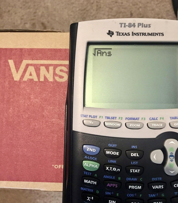 Realized the other day that the Vans logo is just the square root of an answer
