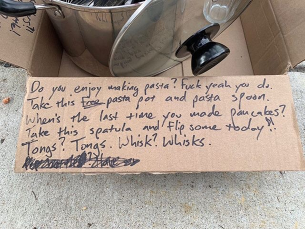 Really selling the free curbside kitchenware