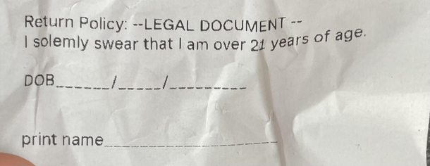Receipt from the local liquor store giving me flashbacks to Harry Potter and the marauders map