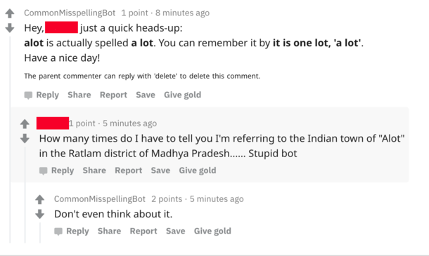 Reddit bot seems to have been harassing this poor guy 