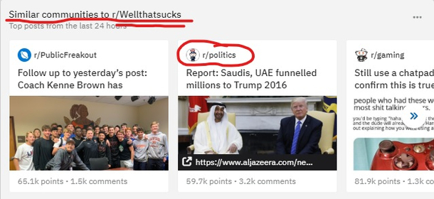 Reddits algorithm seems to have a sense of humor even in these divisive times